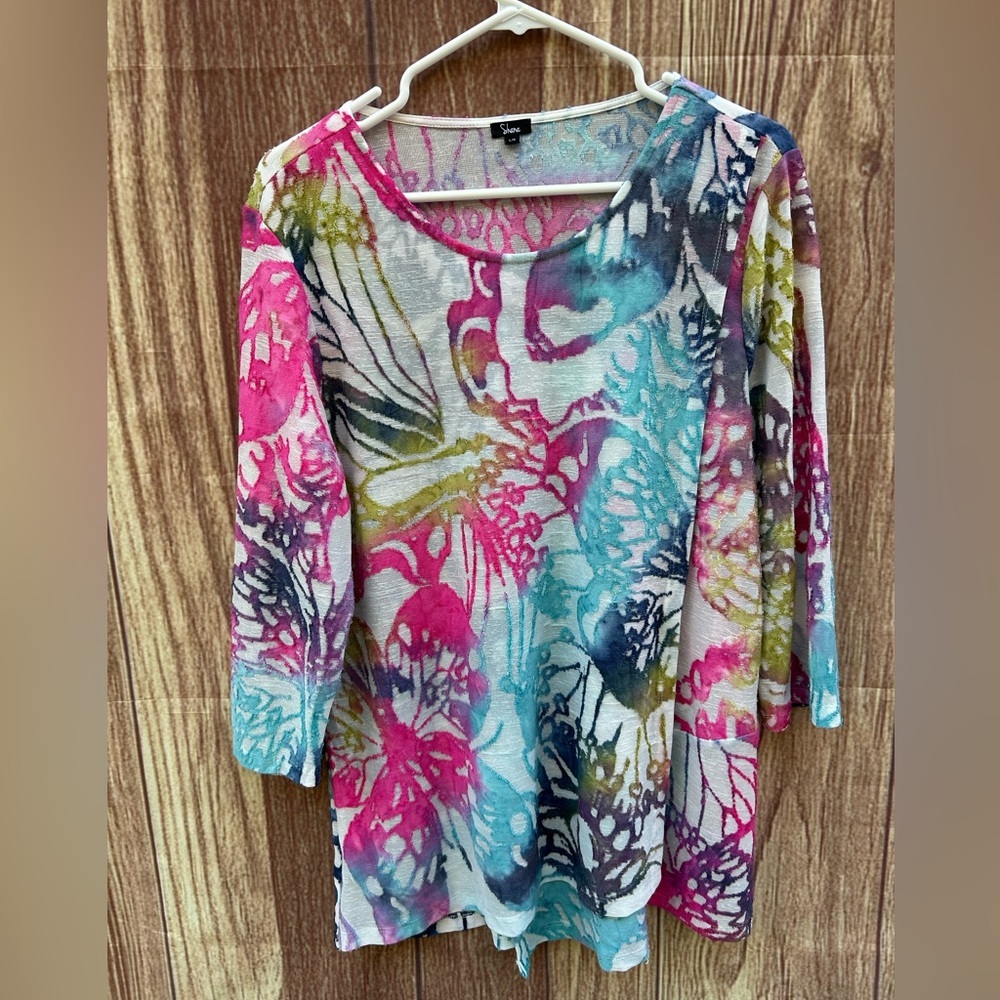 Shana Size L art to wear artsy boho colorful tunic bohemian colorful blouse